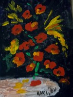 Les petites fleurs huile sur bois